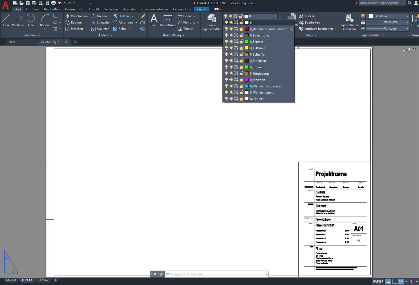 Einfache AutoCAD-Vorlage
