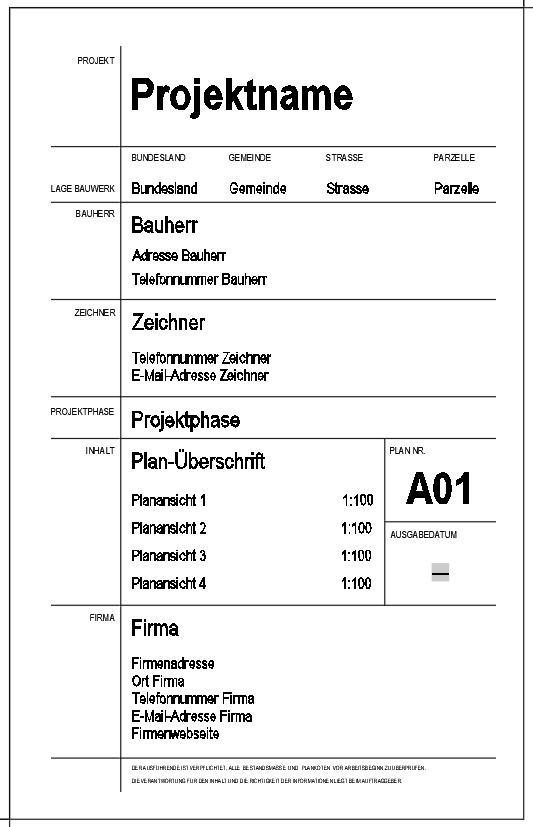 Einfache AutoCAD-Vorlage